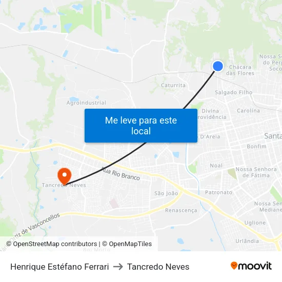 Henrique Estéfano Ferrari to Tancredo Neves map