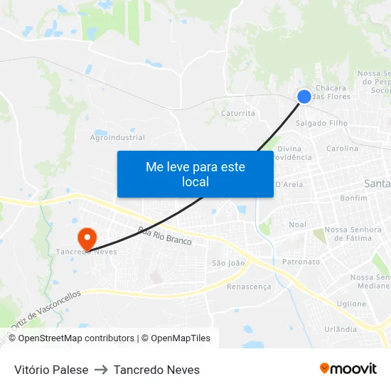 Vitório Palese to Tancredo Neves map