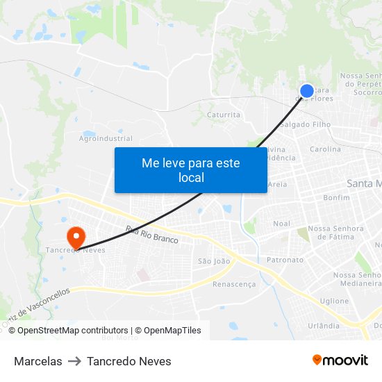 Marcelas to Tancredo Neves map
