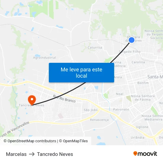 Marcelas to Tancredo Neves map