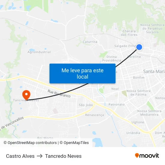 Castro Alves to Tancredo Neves map