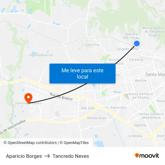 Aparício Borges to Tancredo Neves map