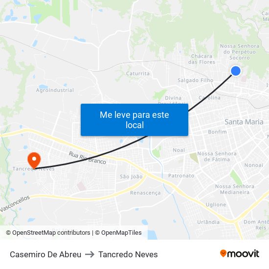 Casemiro De Abreu to Tancredo Neves map