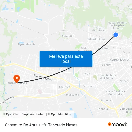 Casemiro De Abreu to Tancredo Neves map