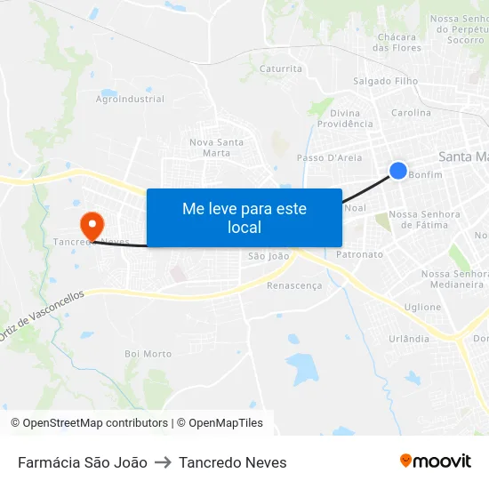 Farmácia São João to Tancredo Neves map