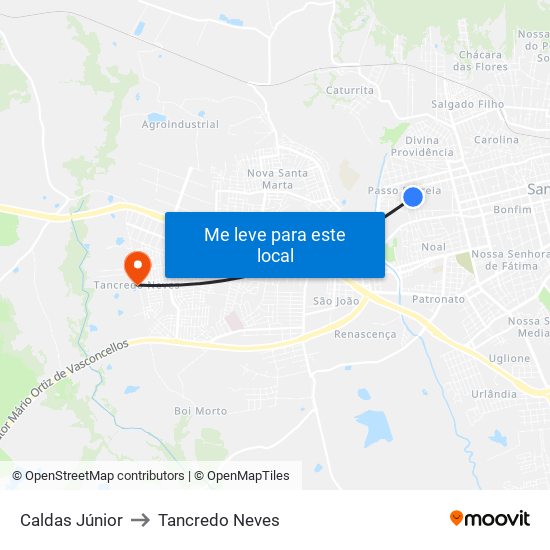 Caldas Júnior to Tancredo Neves map