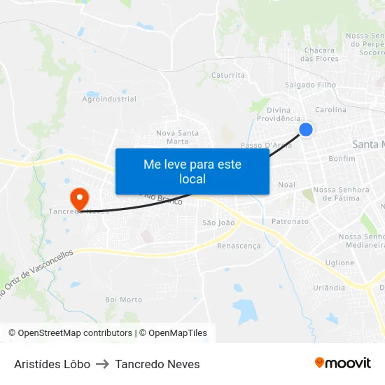 Aristídes Lôbo to Tancredo Neves map