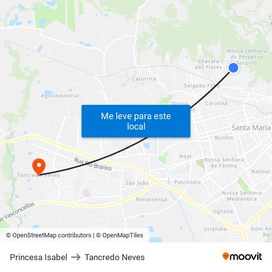 Princesa Isabel to Tancredo Neves map