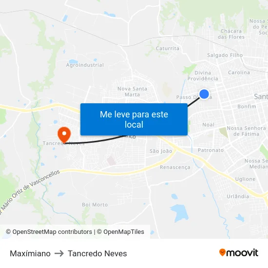 Maxímiano to Tancredo Neves map