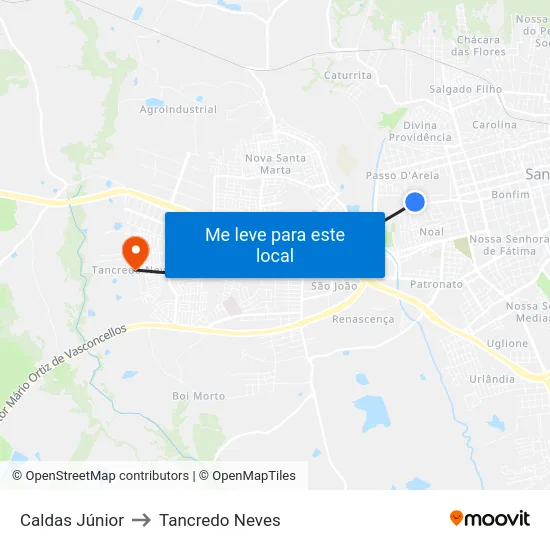 Caldas Júnior to Tancredo Neves map