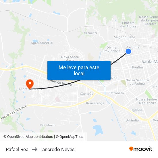 Rafael Real to Tancredo Neves map