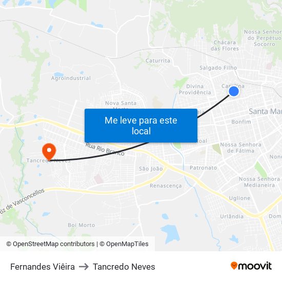 Fernandes Viêira to Tancredo Neves map