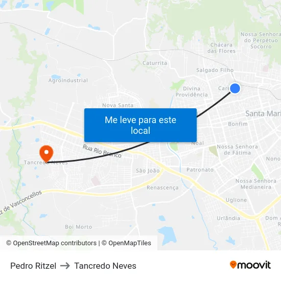 Pedro Ritzel to Tancredo Neves map