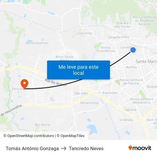 Tomás Antônio Gonzaga to Tancredo Neves map