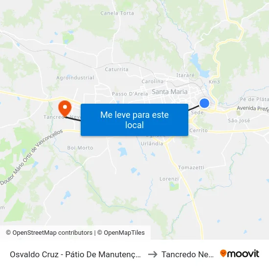 Osvaldo Cruz - Pátio De Manutenção All to Tancredo Neves map