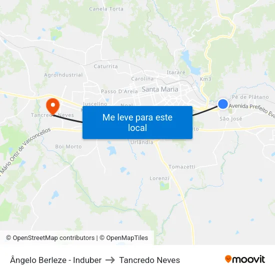 Ângelo Berleze - Induber to Tancredo Neves map