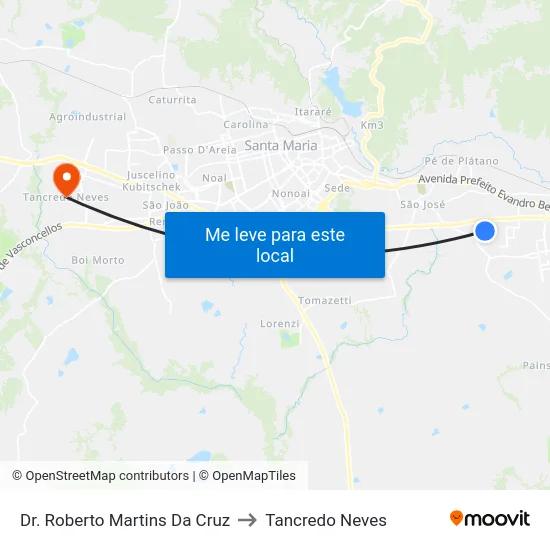 Dr. Roberto Martins Da Cruz to Tancredo Neves map