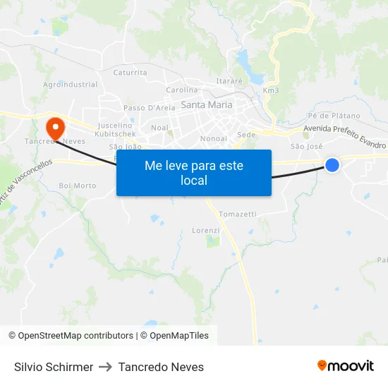 Silvio Schirmer to Tancredo Neves map