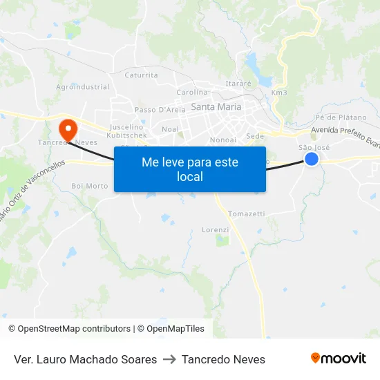 Ver. Lauro Machado Soares to Tancredo Neves map