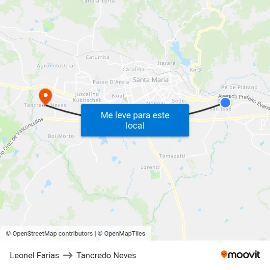 Leonel Farias to Tancredo Neves map