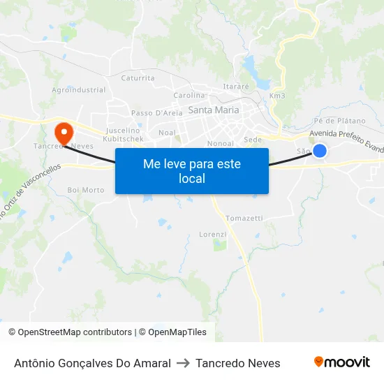 Antônio Gonçalves Do Amaral to Tancredo Neves map