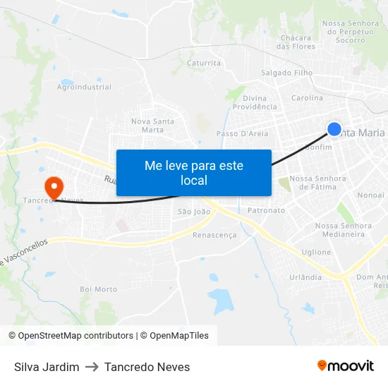 Silva Jardim to Tancredo Neves map