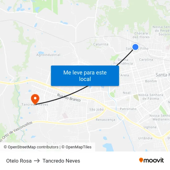 Otelo Rosa to Tancredo Neves map
