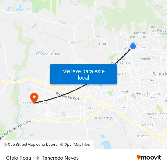 Otelo Rosa to Tancredo Neves map