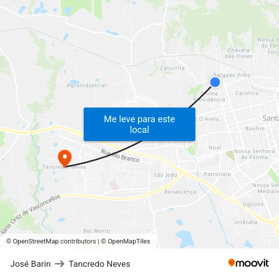 José Barin to Tancredo Neves map
