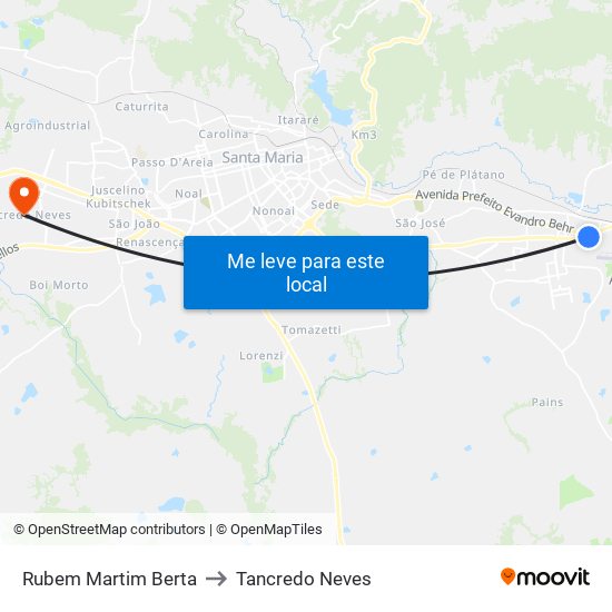 Rubem Martim Berta to Tancredo Neves map