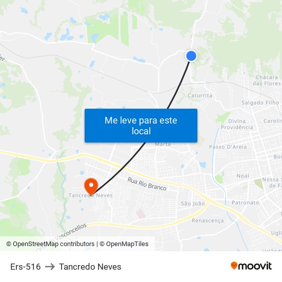 Ers-516 to Tancredo Neves map