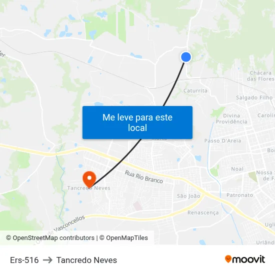 Ers-516 to Tancredo Neves map