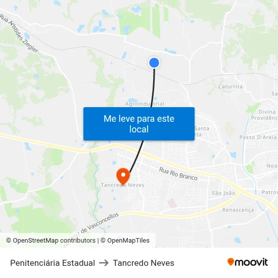 Penitenciária Estadual to Tancredo Neves map