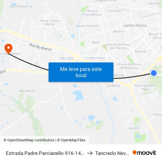 Estrada Padre Parcianello 916-1428 to Tancredo Neves map