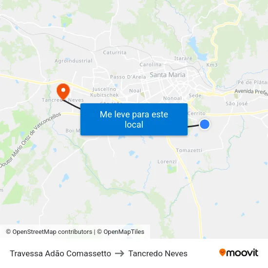 Travessa Adão Comassetto to Tancredo Neves map