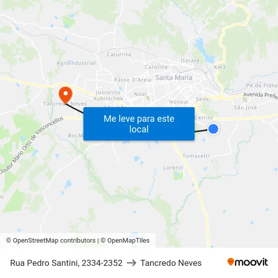Rua Pedro Santini, 2334-2352 to Tancredo Neves map