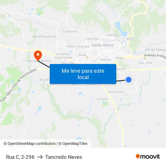 Rua C, 2-296 to Tancredo Neves map