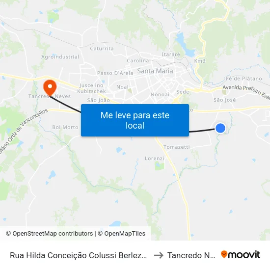 Rua Hilda Conceição Colussi Berleze 423-637 to Tancredo Neves map