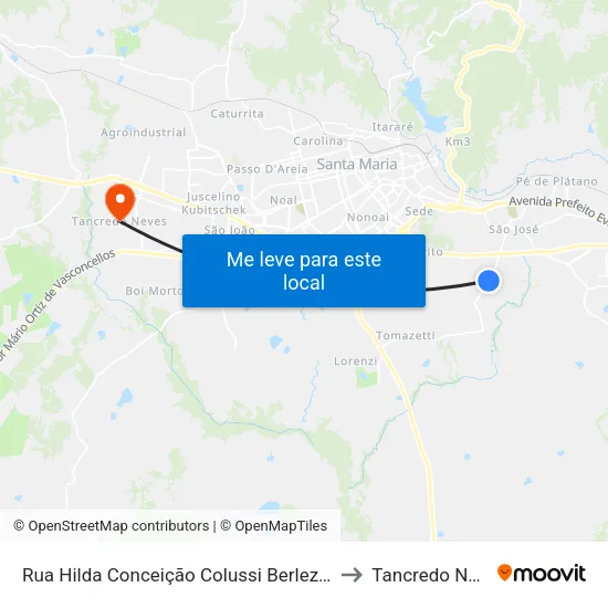 Rua Hilda Conceição Colussi Berleze 2-208 to Tancredo Neves map