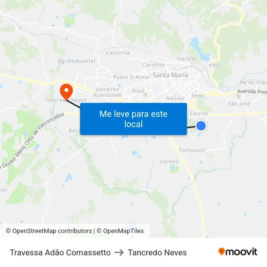 Travessa Adão Comassetto to Tancredo Neves map