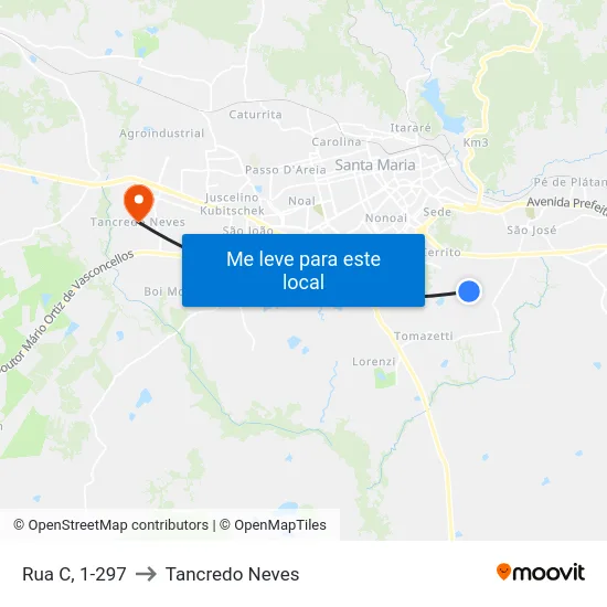 Rua C, 1-297 to Tancredo Neves map