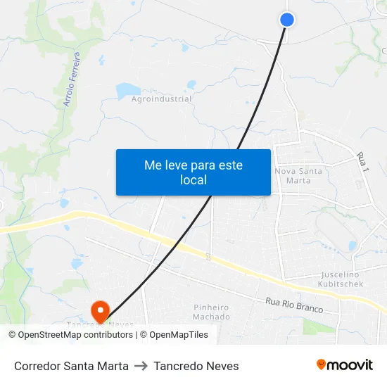 Corredor Santa Marta to Tancredo Neves map