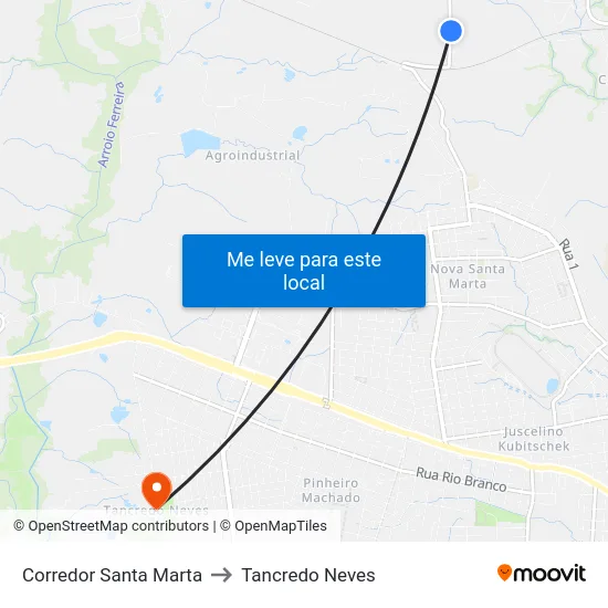 Corredor Santa Marta to Tancredo Neves map