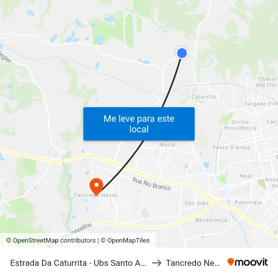 Estrada Da Caturrita - Ubs Santo Antão to Tancredo Neves map