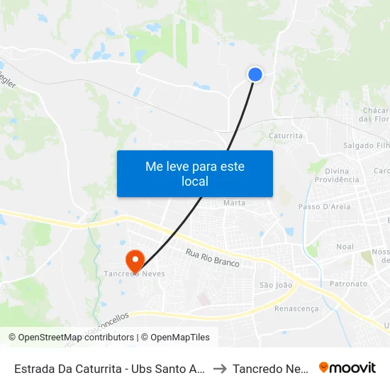 Estrada Da Caturrita - Ubs Santo Antão to Tancredo Neves map