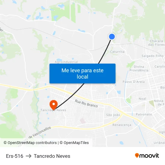Ers-516 to Tancredo Neves map