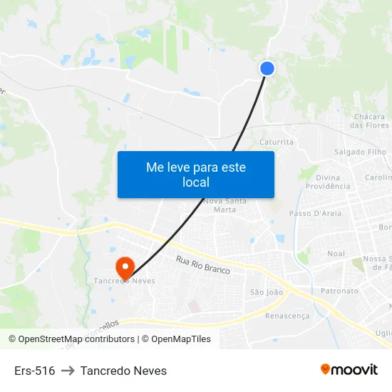 Ers-516 to Tancredo Neves map