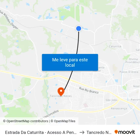 Estrada Da Caturrita - Acesso A Penitenciária to Tancredo Neves map