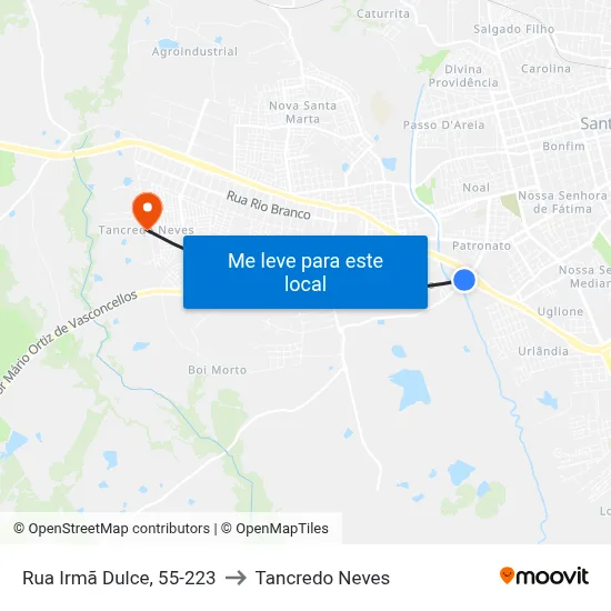 Rua Irmã Dulce, 55-223 to Tancredo Neves map