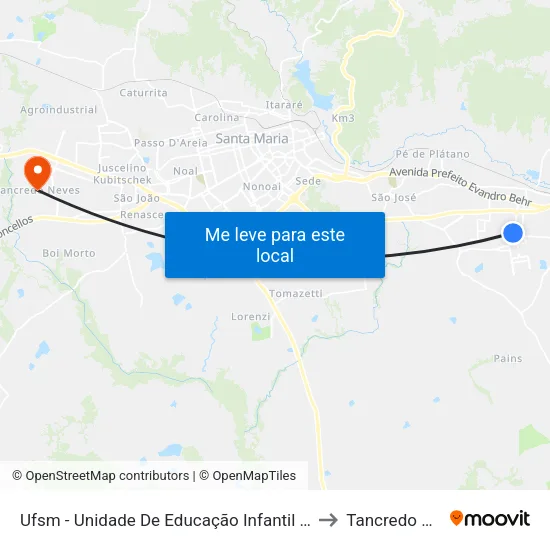 Ufsm - Unidade De Educação Infantil Ipê Amarelo to Tancredo Neves map